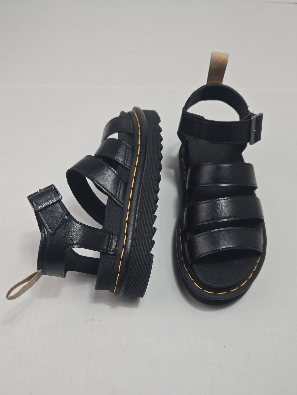 Dr. Doc Marten's V BLAIRE Black Sandal US Womens Sz 6 Buckle Strap Vegan Black